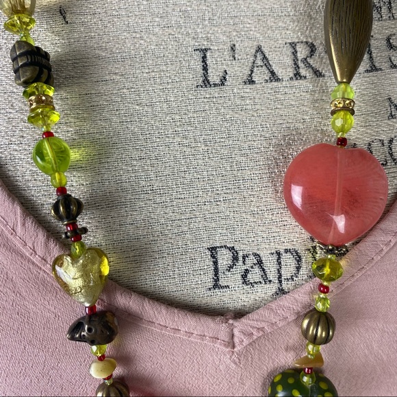 Boho Bold Mixed Chunky Bright Necklace 22" Rare - Picture 4 of 9